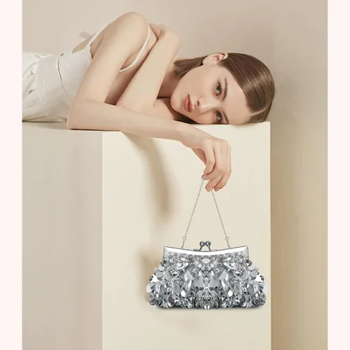 Miniatura 5 de Euarnalie Bolso de mano de lentejuelas para boda, brillante, para noche, baile de graduación, cóctel, fiesta, bolsos