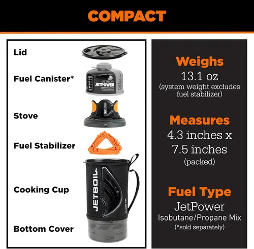 Miniatura 7 de Jetboil Estufa portátil de ebullición rápida para acampar y mochilero con encendido automático de 1 paso, quemador de propano/isobutano con taza
