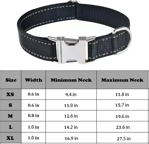 Miniatura 5 de Love Dream Collar reflectante para perro con hebilla de metal, collar de nailon ajustable de seguridad con hebilla de liberación rápida resistente
