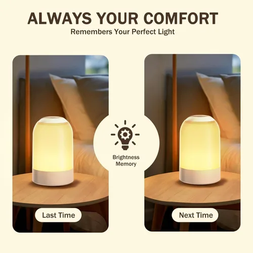 Miniatura 5 de Luz nocturna táctil de mesita de noche, luz nocturna de guardería para bebés para niños y adultos, luz de huevo con temporizador, lámpara de mesa