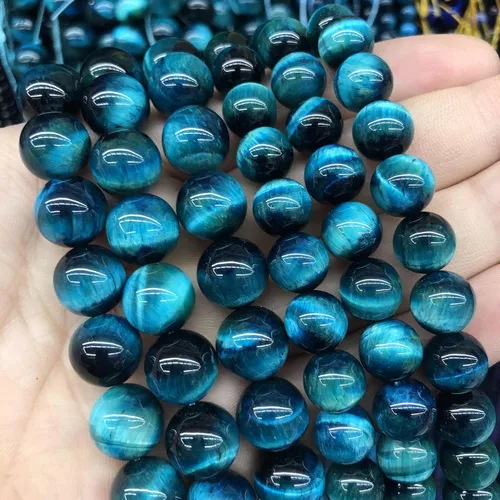 Miniatura 2 de Cuentas sueltas de ojo de tigre azul, cuentas sueltas redondas naturales para hacer joyas, bricolaje, pulseras, collares, aretes, 0.236 pulgadas