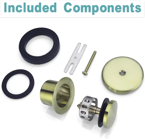 Miniatura 7 de BESTILL Kit de conversión de desagüe de bañera con punta de punta con placa frontal de desbordamiento, oro cepillado
