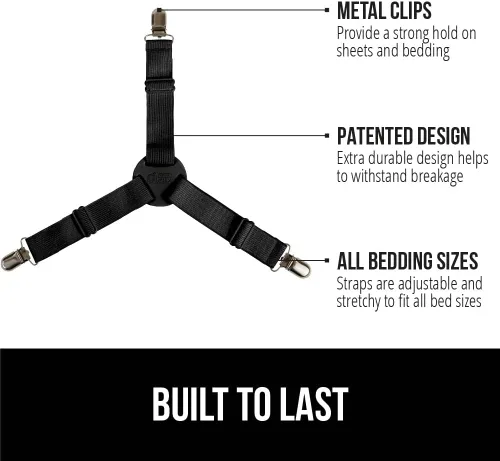 Miniatura 2 de GORILLA GRIP Sujetadores de Sábanas Patente Pendiente, Sujetadores Elásticos Ajustables con Clips de Metal, Correas de Ropa de Cama Ajustada que