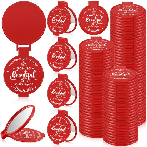 Miniatura 27 de 100 piezas de espejo compacto inspirador de 2.76 pulgadas a granel para mujeres, pequeños regalos de graduación, día de la madre, fiesta, bolso