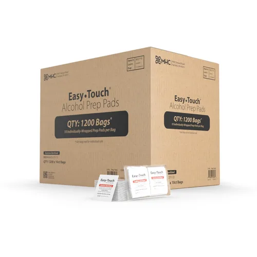 Miniatura 2 de EasyTouch - Almohadillas de preparación de alcohol esterilizadas con gamma, envueltas individualmente, 10 por paquete, 1200 paquetes