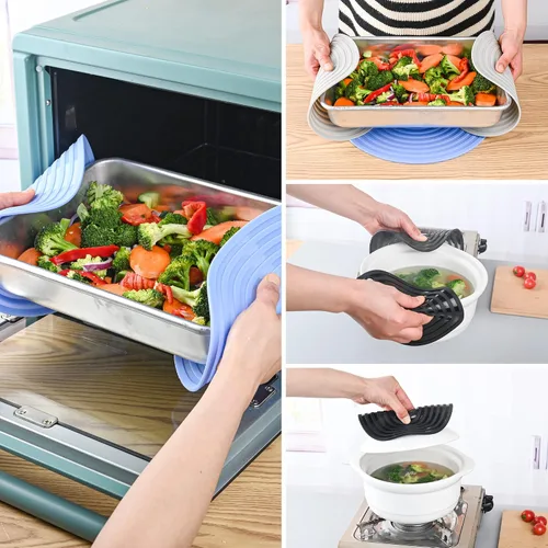 Miniatura 5 de Salvamanteles de silicona para platos calientes, ollas y sartenes, diámetro de 9.45 pulgadas, resistente al calor, almohadillas calientes