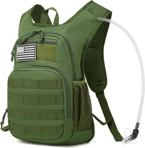 Miniatura 14 de Mochila de Hidratación Wotony con Vejiga de Agua para Senderismo Paquete de Hidratación Táctico para Hombres Mujeres Mochila de Agua Molle para Negro