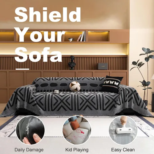 Miniatura 199 de VClife Fundas de sofá bohemio de felpilla para sofá seccional, fundas de sofá suaves y antideslizantes para sofá de 2 cojines, protector de muebles