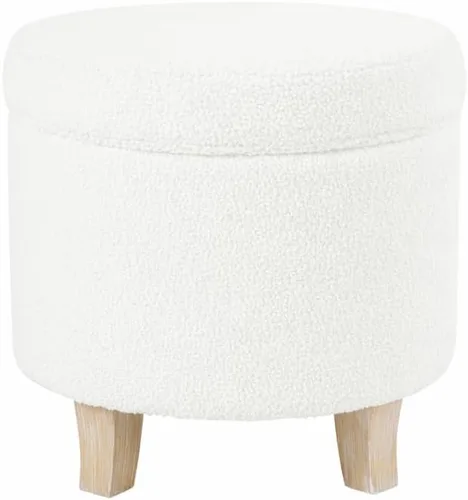 Miniatura 24 de Homepop Decoración del hogar Otomana redonda tapizada de almacenamiento Otomana con almacenamiento para sala de estar y dormitorio con patas Azul