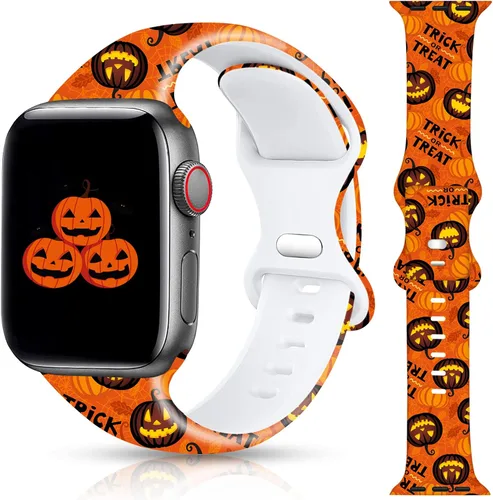 Miniatura 12 de Correa de reloj de Navidad para Halloween compatible con Apple Watch Band de 1.496 in, 1.575 in, 1.614 in, 1.654 in, 1.732 in, 1.772 in, iWatch