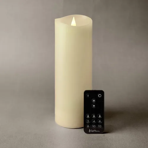 Miniatura 10 de Velas LED sin llama con control remoto, 3 x 5.1 pulgadas, llama móvil parpadeante 3D, velas que funcionan con pilas en carcasa de cera real para uso