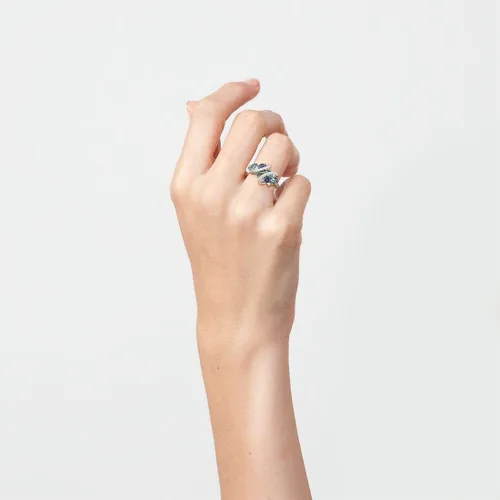Miniatura 4 de Santuzza Anillo giratorio de plata de ley 925 Anillos de circonita cúbica blanca