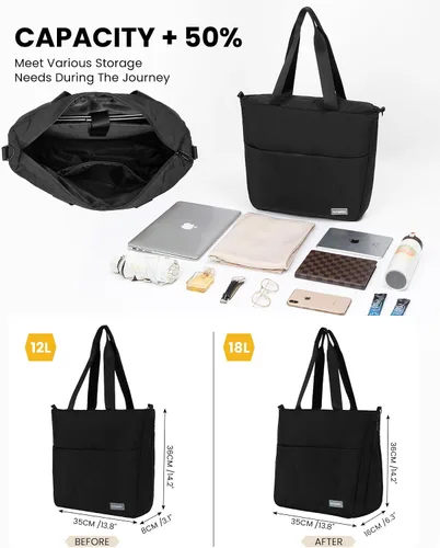 Miniatura 6 de Bolsa de mano para mujer con cremallera, bolsa de mano grande acolchada de 14 pulgadas para laptop con funda para carrito