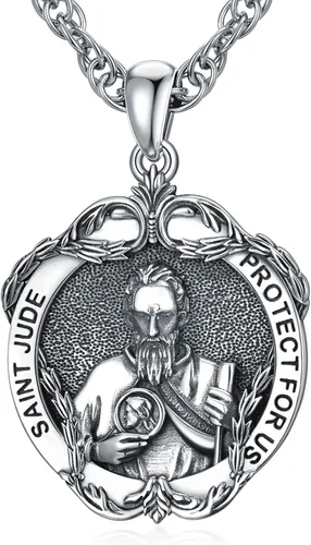 Miniatura 132 de CEKAMA - Collar de plata de ley 925 con dije de amuleto para hombres y mujeres, con cadena de 0.098 in, 22 pulgadas + 2 pulgadas