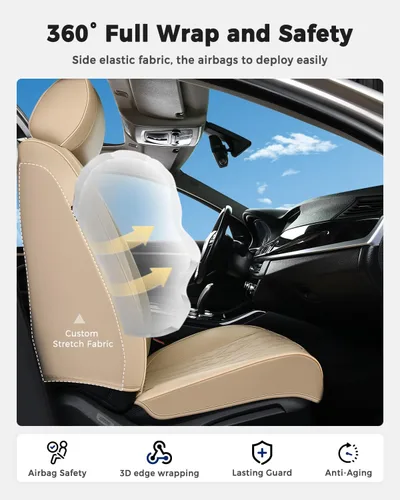 Miniatura 5 de Huidasource Juego completo de fundas de asiento de automóvil, funda de asiento de cuero transpirable para la mayoría de automóviles, SUV
