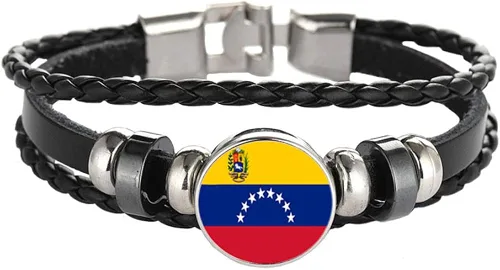Pulsera estilo bandera nacional creativo Venezuela viaje recuerdo regalo personalizado tejido pulsera accesorios para hombres y mujeres