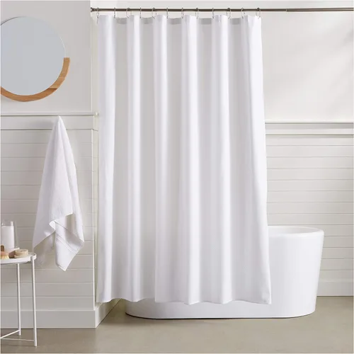 Miniatura 5 de Amazon Basics Cortina de ducha ligera súper suave y de fácil cuidado con textura de gofre, 72 x 72 pulgadas, color blanco (paquete de 8)
