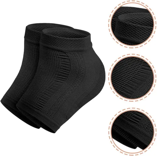Miniatura 8 de FRCOLOR 2 pares de calcetines de compresión de manga de tobillo, calcetines de talón de gel hidratantes, calcetines de punta abierta, calcetines