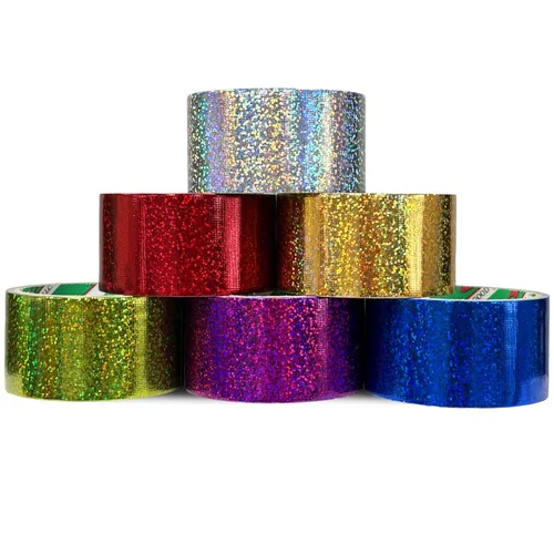 GiftExpress 6 cintas holográficas resistentes para conductos de colores surtidos, cintas de purpurina brillante para embalaje y decoración de