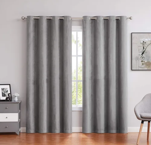 Randall Rndall Gris Gamuza Sintética Collections Cortinas de Oscurecimiento de Habitación Reductor de Ruido, Cortinas de Ventana de Oscurecimiento