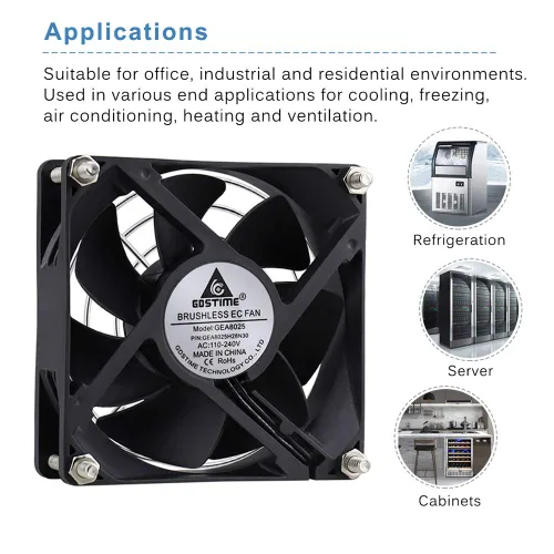 Miniatura 3 de GDSTIME EC AXIAL 8025, ventilador de magdalenas 110 V 115 V 120 V 220 V 240 V CA 3.150 in x 0.984 in pequeño ventilador de refrigeración sin