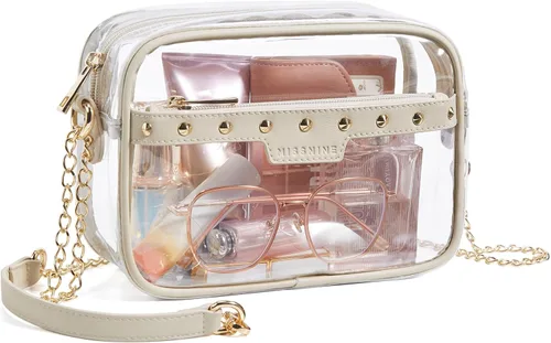 Miniatura 12 de Missnine Bolsa transparente para eventos de estadio, bolsa transparente acolchada para mujeres aprobada para estadio, bolsa cruzada de PVC