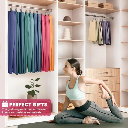 Miniatura 2 de 12 paquetes de perchas para pantalones con clip, organizador de leggings para colgar en el armario, perchas para pantalones de yoga que ahorran