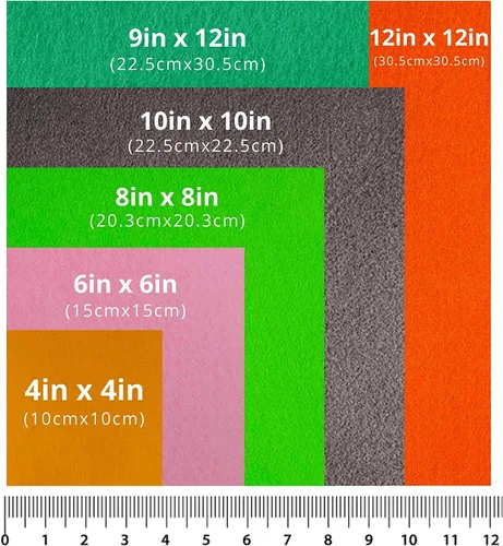 Miniatura 5 de FabricLA Hojas de fieltro acrílico para manualidades, cuadrados de fieltro precortados suaves de 4 x 4 pulgadas (3.9 in x 3.9 in), utiliza hojas