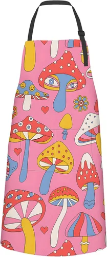 Miniatura 7 de Delantal de cocina ajustable de tela Oxford con 2 bolsillos, delantal de cocina impermeable para hombres, mujeres, mamá, esposa, papá, regalo ideal