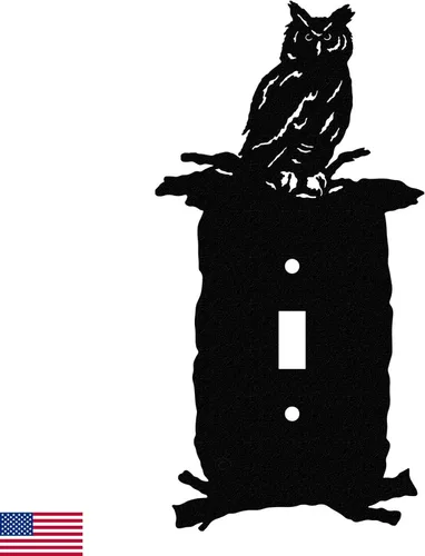 Miniatura 11 de Owl in Woods - Placa de pared (doble basculante (GFCI), color negro