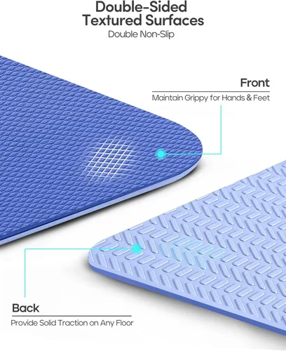 Miniatura 3 de Heathyoga Tapete de Yoga Antideslizante Ecológico, Sistema de Alineación Corporal, Material TPE Certificado por SGS - Superficie Texturizada