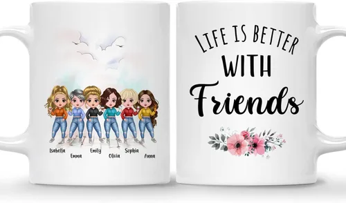 Miniatura 25 de Gossby Taza personalizada para amigas, Besties Forever, regalo personalizado para mejores amigas para mujeres con nombres de avatares, regalo 4