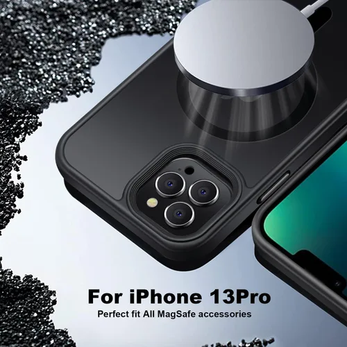 Miniatura 4 de Funda magnética para iPhone 13 Pro, probada en caídas de grado militar, compatible con MagSafe, funda protectora delgada, translúcida mate a prueba