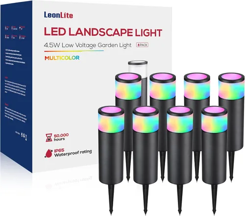 Miniatura 11 de LEONLITE Paquete de 8 luces de camino de bajo voltaje, luz LED de 4.5 W, bolardo de paisaje de 12 V, carcasa de aluminio, resistente al agua IP65, 5