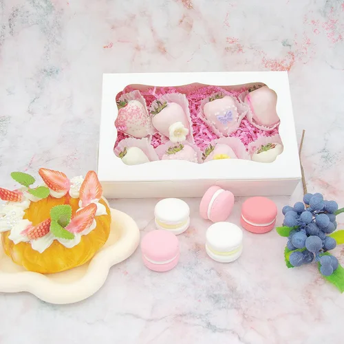 Miniatura 15 de 20 cajas blancas de panadería de 8 x 6 x 2.5 pulgadas, cajas de galletas con ventana, cajas de postre para galletas, pasteles, macarrones, donas