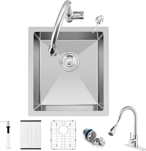 Miniatura 13 de Herogo 25×22 Inch Kitchen Sink, Stainless Steel Drop In Single Bowl 10'' Deep Kitchen Sink with Accessories, for Rv Bar Farmhouse