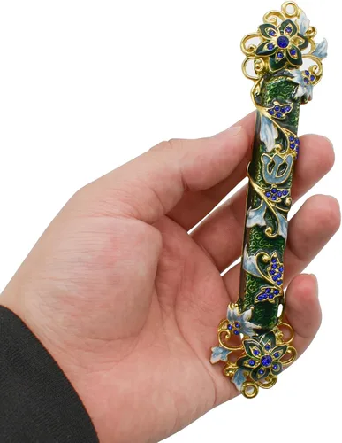 Miniatura 4 de Mezuzá con pergamino para puerta, caja de bendición de esmalte y aleación de zinc para puerta, pergamino de mezuzá pintado de color kosher