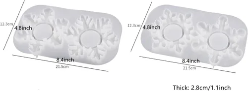Miniatura 2 de Yalulu 2 moldes de resina con forma de copo de nieve, portavelas de silicona para resina, portavelas para candelitas, moldes de fundición epoxi