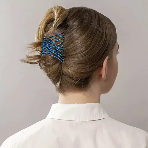 Miniatura 2 de 4 pinzas elásticas mágicas para el cabello, pinzas elásticas para el cabello, doble peine para mujeres y niñas, peinado vintage, accesorios