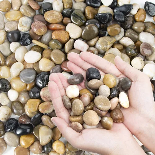Miniatura 12 de Guijarros blancos decorativos pulidos naturales de 10 libras, piedras pequeñas de 3/8 pulgadas, piedras de río para plantas, decoración del hogar