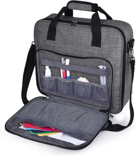 Miniatura 10 de BAGLHER Bolsa Organizadora de Punto de Cruz y Bordado - Gran Almacenamiento Portátil para Proyectos con 3 Compartimentos, Estuche de Transporte