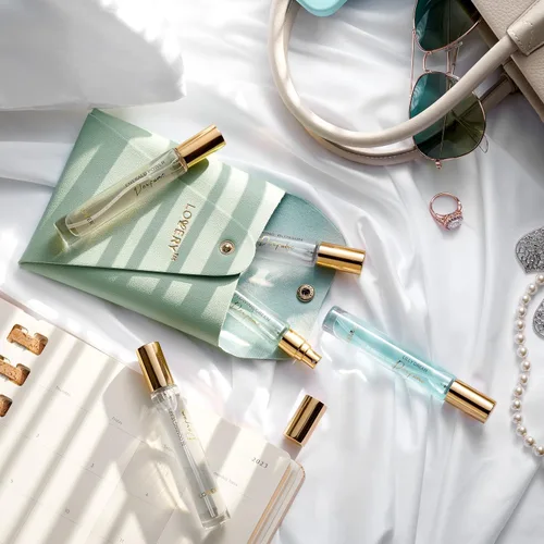 Miniatura 7 de LOVERY Regalos para el día de la madre para mamá, ella y él, juego de 5 perfumes para mujeres y hombres con bolsa de cuero, mini perfume de 0.3 fl