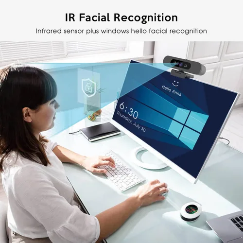 Miniatura 2 de TOALLIN Cámara web 1080P para Windows Hello Face Login, reconocimiento facial IR, cámara web compatible con Windows Hello con micrófono, cámara