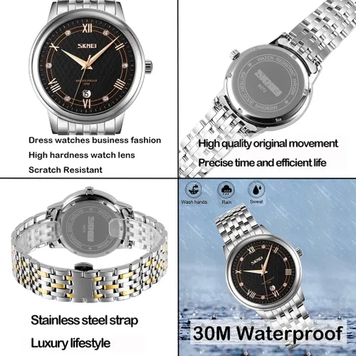 Miniatura 4 de SKMEI Watches for Couples Men and Women His and Hers Pair Watch Set Husband Wife Valentines Matching Wedding Gifts Classic Stainless Luxry Business