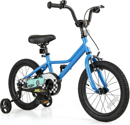 Miniatura 14 de BABY JOY Bicicleta para niños, 12, 14, 16, 18 pulgadas, bicicleta deportiva con ruedas de entrenamiento extraíbles, frenos de mano y posavasos