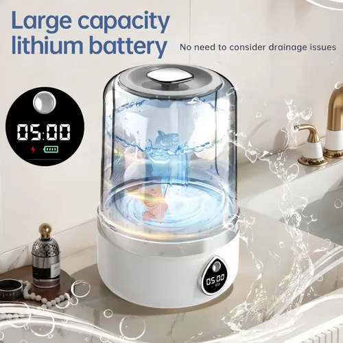 Miniatura 4 de Lavadora portátil, mini lavadora compacta para prendas delicadas y ligeras, lavadora portátil inalámbrica, mini lavadora blanca de 1.4L, ideal