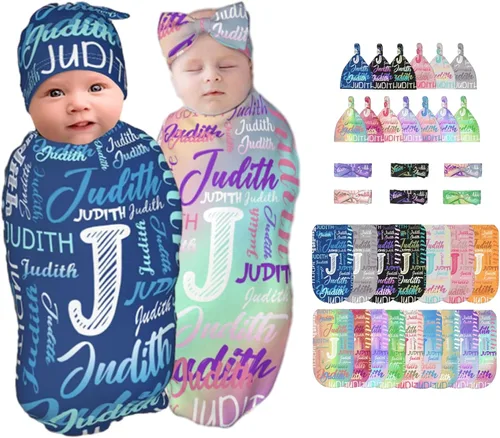 Miniatura 16 de Juego de canastillas personalizadas para niños y niñas, suave manta personalizada para bebé de 0 a 3 meses para recién nacido Color-01