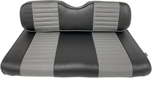 Huskey - Fundas de asiento delantero y trasero para modelos EZGO Valor/TXT 2014-2022, color negro con rayas y ribetes gris carbón, ajuste