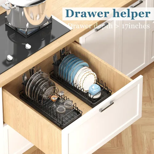 Miniatura 5 de XYZLVSI Escurridor Compacto Pequeño para Platos Escurridor de Fregadero con Alfombrilla de Silicona, Escurridor de Platos de Acero Inoxidable