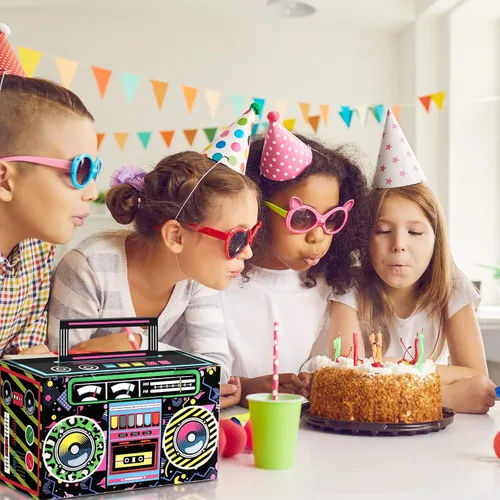 Miniatura 6 de Cajas de recuerdo de fiesta de los años 80, caja de regalo novedosa, cajas de papel de dulces de los años 80, decoraciones de radio retro de los 80